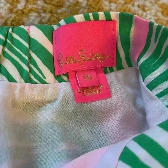 Lilly Pulitzer, pink and fig leaf  a line skirt lined - Picture 3 of 5